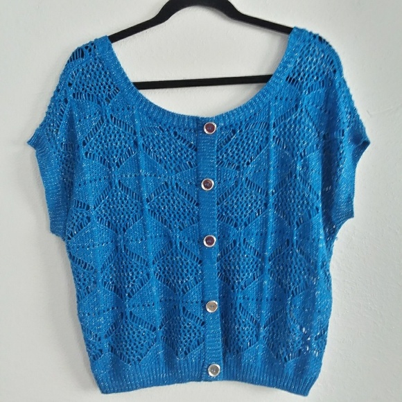 CANDIES Cap Sleeve Knit Croppes Sweater - Picture 2 of 5